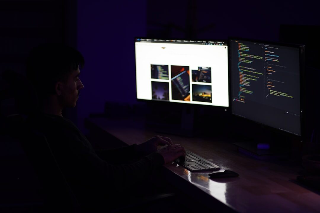 beginner programmer at desk
